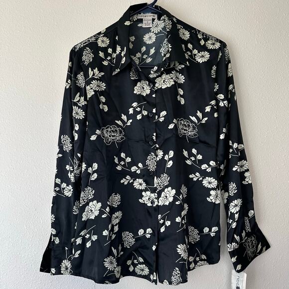 Vintage Notations button up satin floral shirt dark academia fairy whimsigoth M - Picture 10 of 16